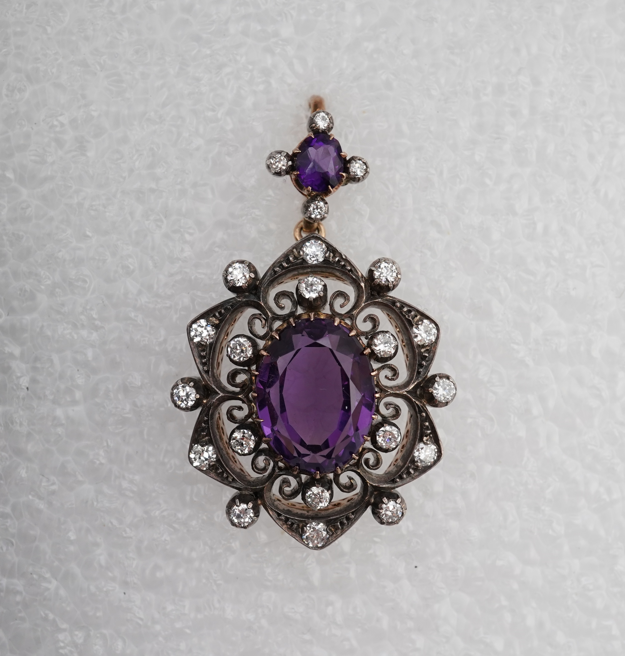 A Victorian amethyst and diamond pendant, late 19th century